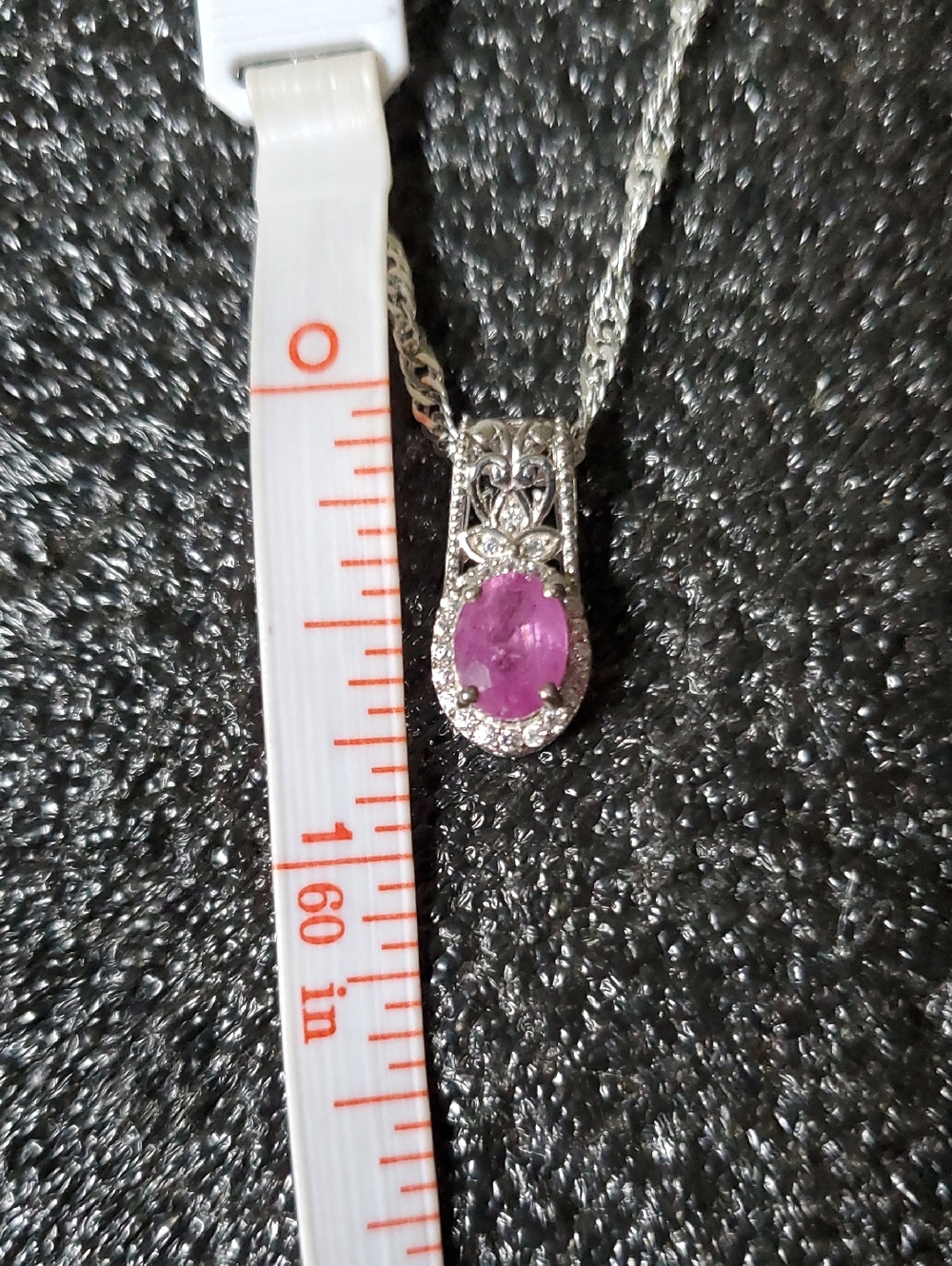 Ilikaka Hot Pink Sapphire Cambodian Zircon Pendant Necklace Platinum Plated - Picture 4 of 9